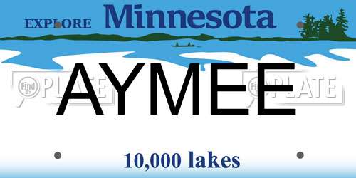 AYMEE Minnesota License Plate