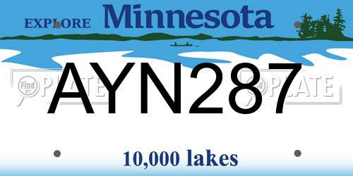 AYN287 Minnesota License Plate