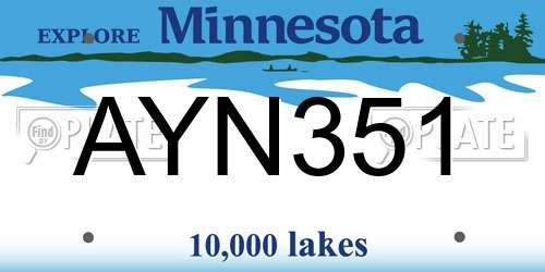 AYN351 Minnesota License Plate