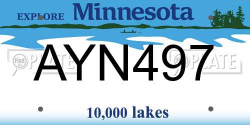 AYN497 Minnesota License Plate