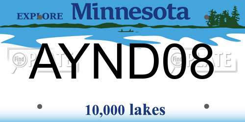 AYND08 Minnesota License Plate