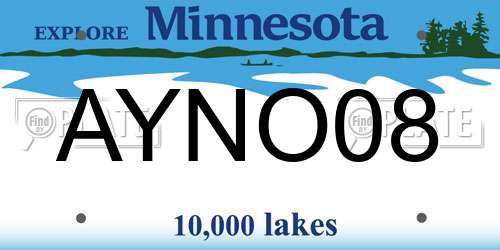 AYNO08 Minnesota License Plate
