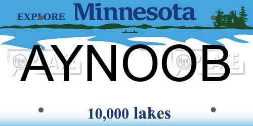 AYNOOB Minnesota License Plate