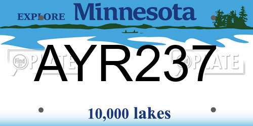 AYR237 Minnesota License Plate
