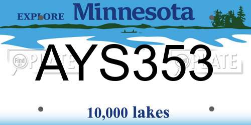 AYS353 Minnesota License Plate