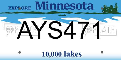 AYS471 Minnesota License Plate