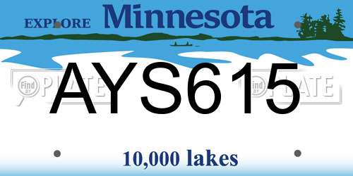 AYS615 Minnesota License Plate