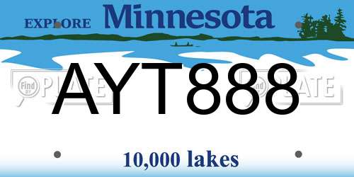 AYT888 Minnesota License Plate