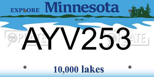 AYV253 Minnesota License Plate
