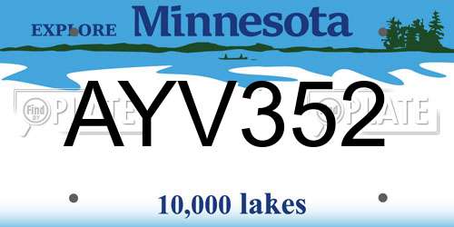 AYV352 Minnesota License Plate