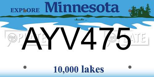 AYV475 Minnesota License Plate