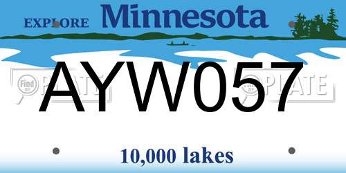 AYW057 Minnesota License Plate