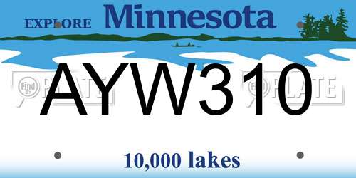AYW310 Minnesota License Plate