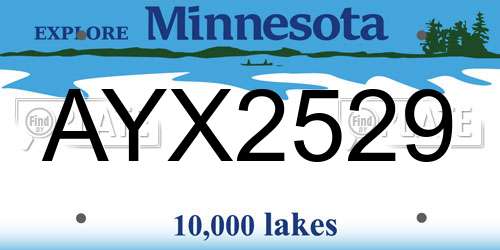 AYX2529 Minnesota License Plate