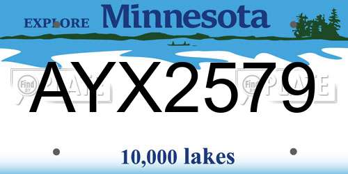 AYX2579 Minnesota License Plate