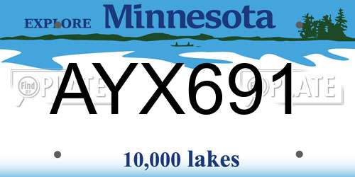 AYX691 Minnesota License Plate