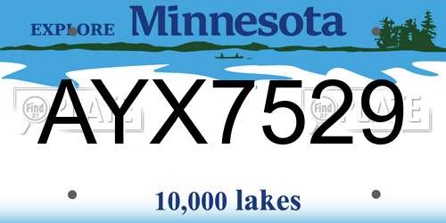 AYX7529 Minnesota License Plate