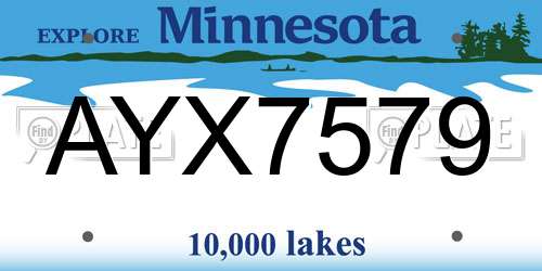 AYX7579 Minnesota License Plate