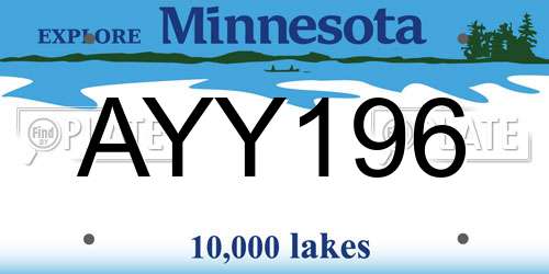 AYY196 Minnesota License Plate