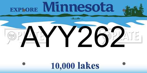 AYY262 Minnesota License Plate
