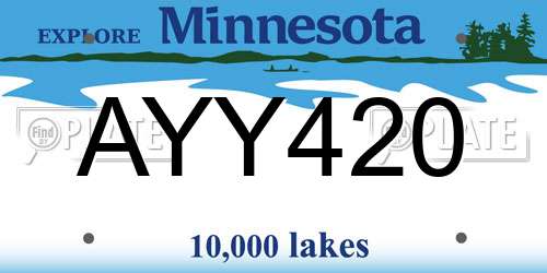 AYY420 Minnesota License Plate