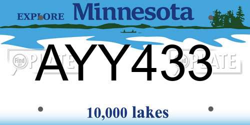 AYY433 Minnesota License Plate