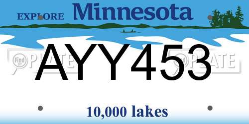 AYY453 Minnesota License Plate