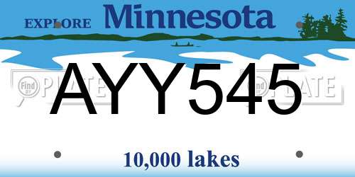 AYY545 Minnesota License Plate