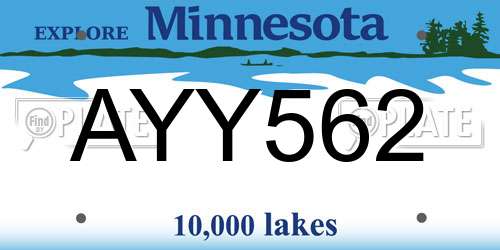 AYY562 Minnesota License Plate
