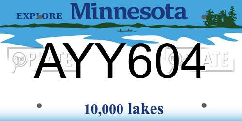 AYY604 Minnesota License Plate
