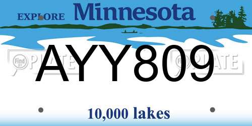 AYY809 Minnesota License Plate