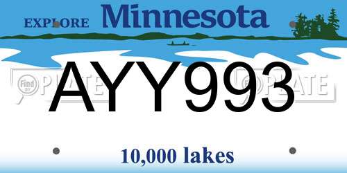 AYY993 Minnesota License Plate