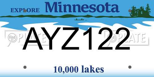 AYZ122 Minnesota License Plate