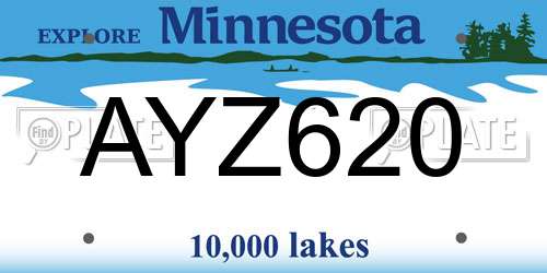 AYZ620 Minnesota License Plate