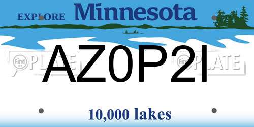 AZ0P2I Minnesota License Plate