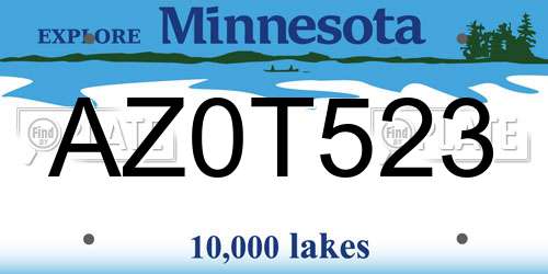 AZ0T523 Minnesota License Plate