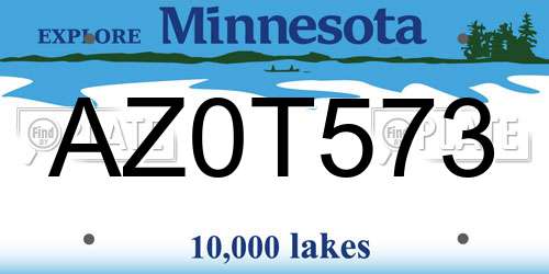 AZ0T573 Minnesota License Plate