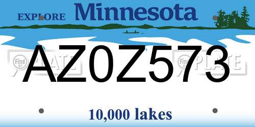 AZ0Z573 Minnesota License Plate