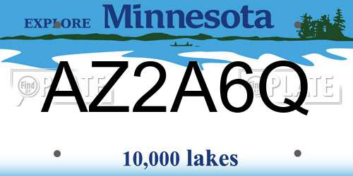 AZ2A6Q Minnesota License Plate