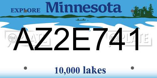 AZ2E741 Minnesota License Plate