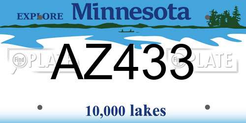 AZ433 Minnesota License Plate