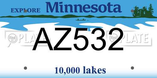 AZ532 Minnesota License Plate