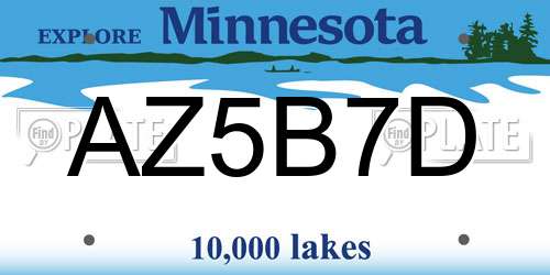 AZ5B7D Minnesota License Plate