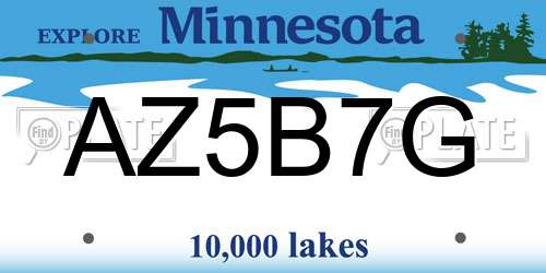 AZ5B7G Minnesota License Plate