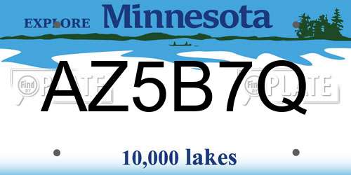 AZ5B7Q Minnesota License Plate