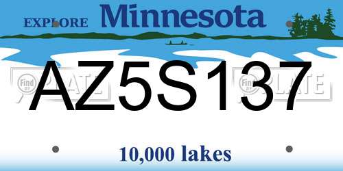 AZ5S137 Minnesota License Plate