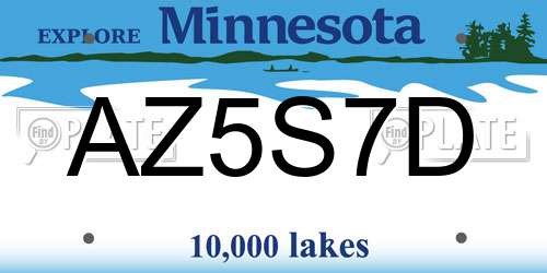 AZ5S7D Minnesota License Plate