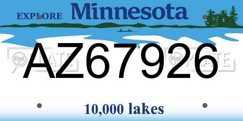 AZ67926 Minnesota License Plate