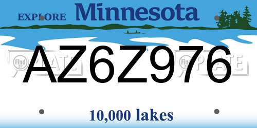 AZ6Z976 Minnesota License Plate