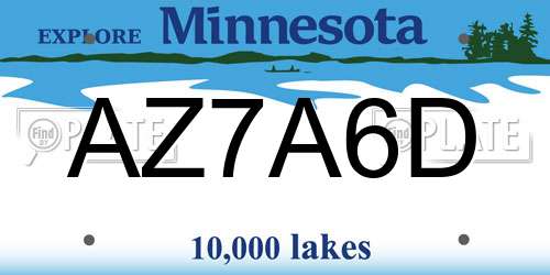 AZ7A6D Minnesota License Plate